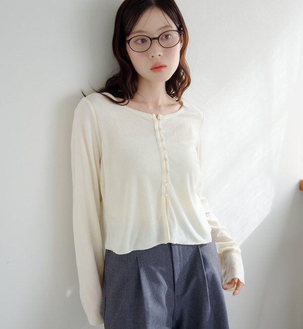  「カットベロアボタンカーディガン」|Tシャツ・カットソー|
