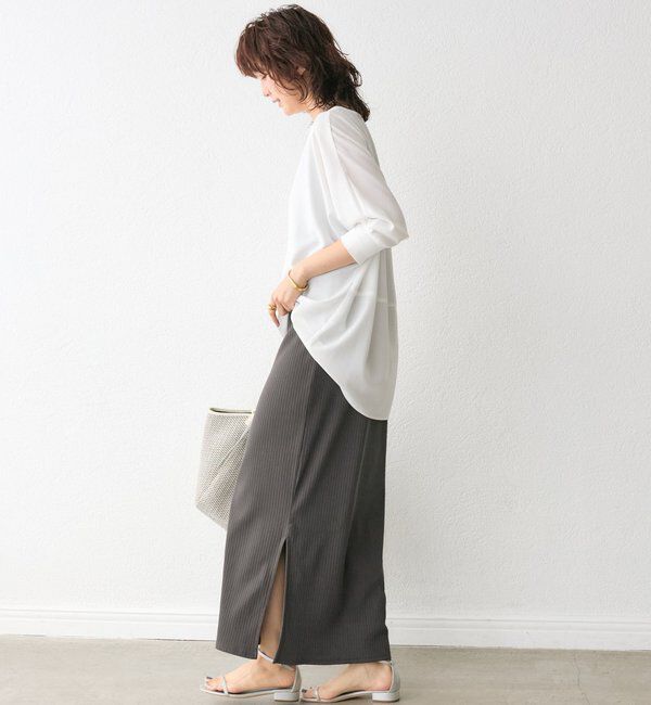  「予約【ON・OFF問わず活躍】リブ付きジョーゼットドルマンブラウス」|シャツ・ブラウス|