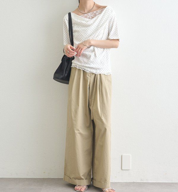  「レースドッキングオフショル半袖Tシャツ」|Tシャツ・カットソー|