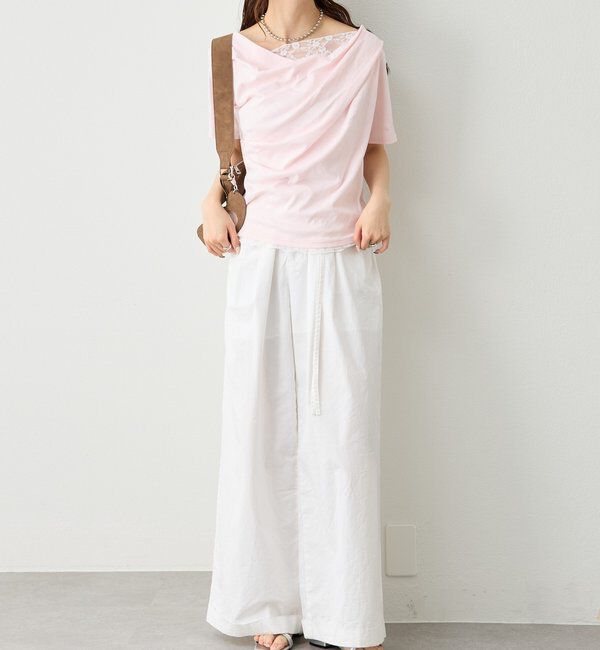  「レースドッキングオフショル半袖Tシャツ」|Tシャツ・カットソー|