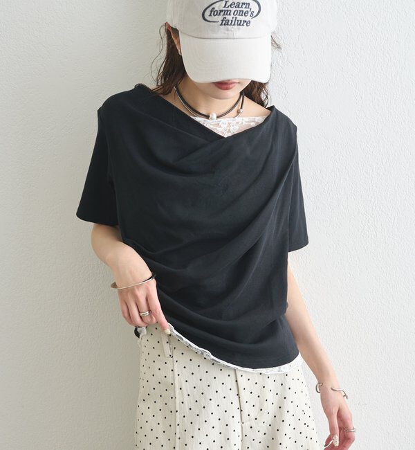  「レースドッキングオフショル半袖Tシャツ」|Tシャツ・カットソー|