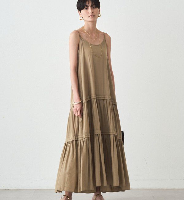  「サテンティアードキャミワンピース」|ワンピース|