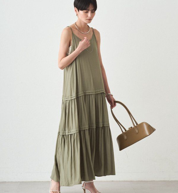  「サテンティアードキャミワンピース」|ワンピース|