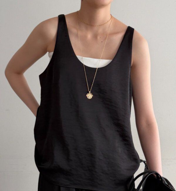  「2WAYノースリサテンチュニック」|シャツ・ブラウス|ブラック