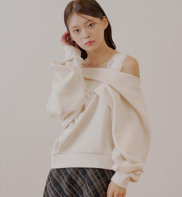  「ワンショル肩レーストップス」|Tシャツ・カットソー|