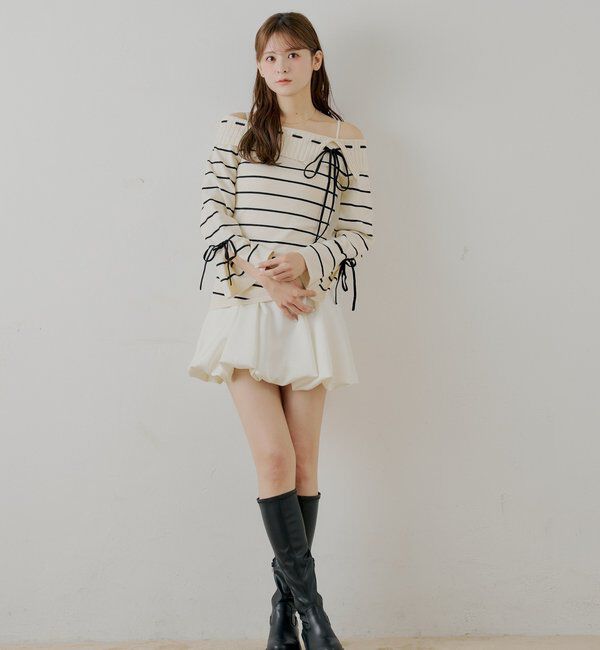  「ワンショルニット+バルーンワンピースセット」|ワンピース|