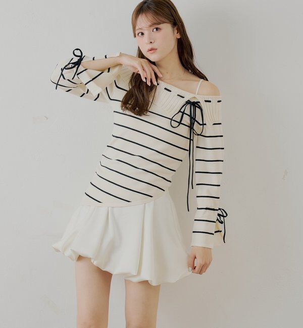  「ワンショルニット+バルーンワンピースセット」|ワンピース|