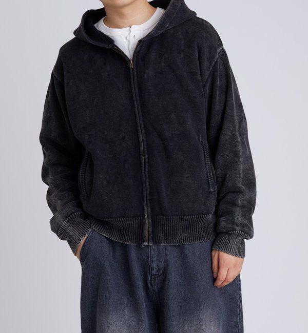  「KOOKYNピグメント加工ジップニットパーカー」|パーカー|
