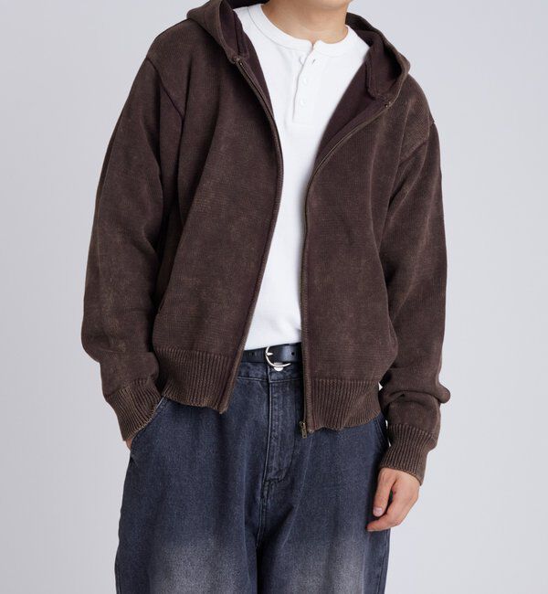  「KOOKYNピグメント加工ジップニットパーカー」|パーカー|
