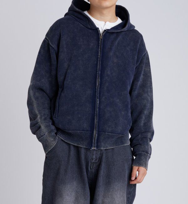  「KOOKYNピグメント加工ジップニットパーカー」|パーカー|
