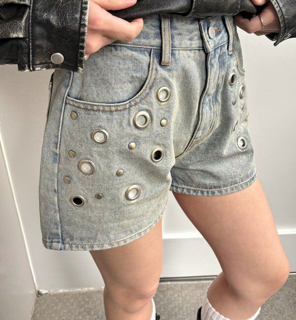  「アイレットデニムショートパンツ」|デニム|サックスブルー