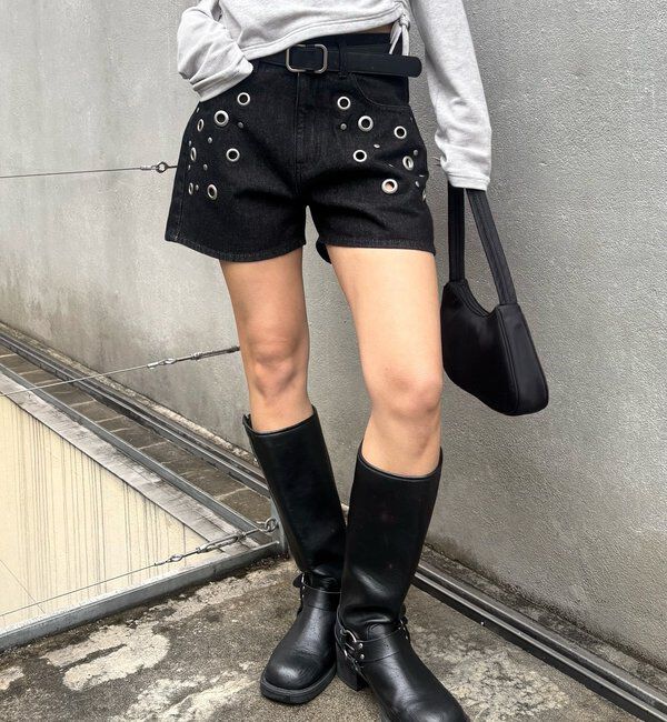 「アイレットデニムショートパンツ」|デニム|