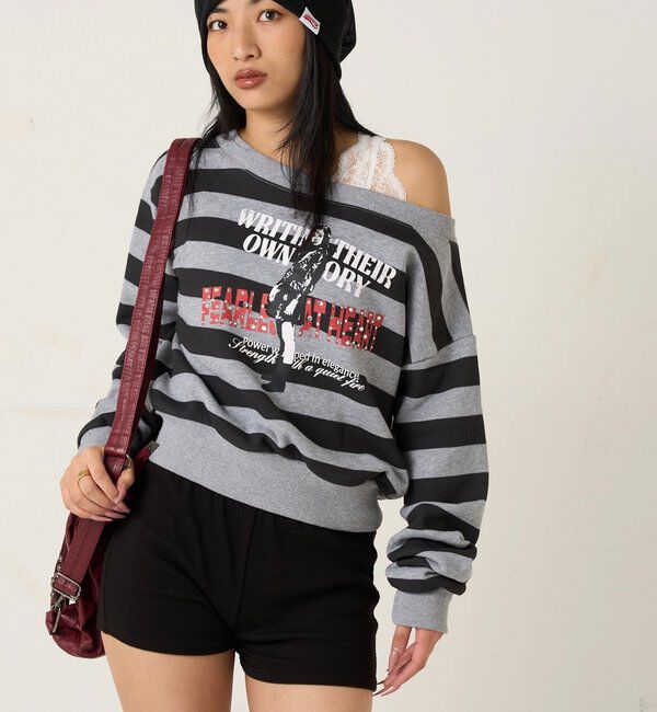  「エリオットラインストーンコンパクトオフショル 」|Tシャツ・カットソー|