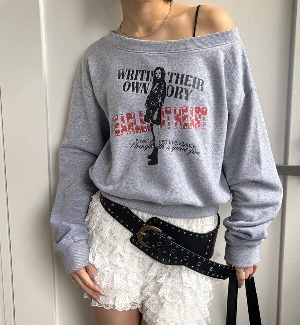  「エリオットラインストーンコンパクトオフショル 」|Tシャツ・カットソー|グレー