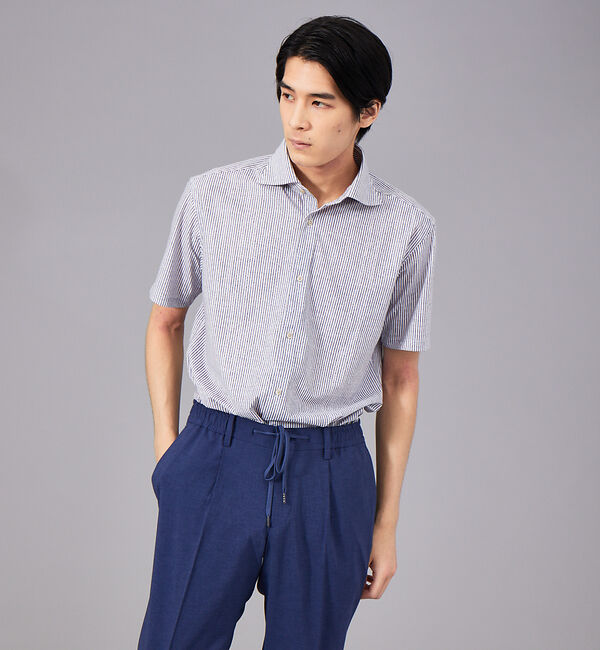 ABAHOUSE「多機能 スマートテック ジャージー 半袖シャツ」|シャツ・ブラウス|ホワイト