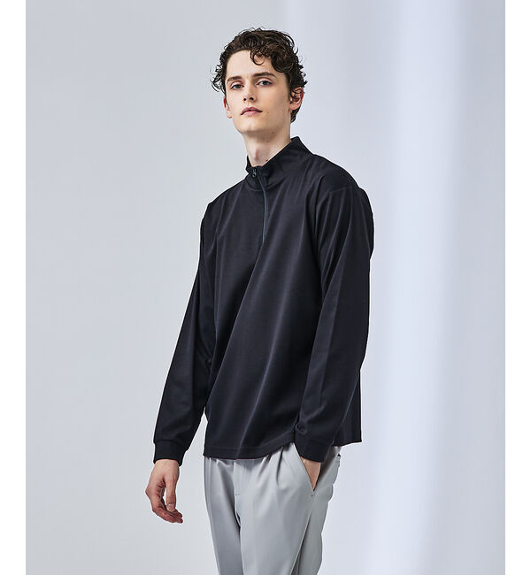 ABAHOUSE「【ハーフジップ】スムース ポンチ ロンT」|Tシャツ・カットソー|ブラック