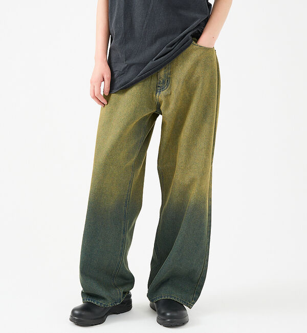 ABAHOUSE「SLUB DENIM BAGGY PANTS /スラブ デニム バギー パンツ/」|デニム|グリーン系その他2