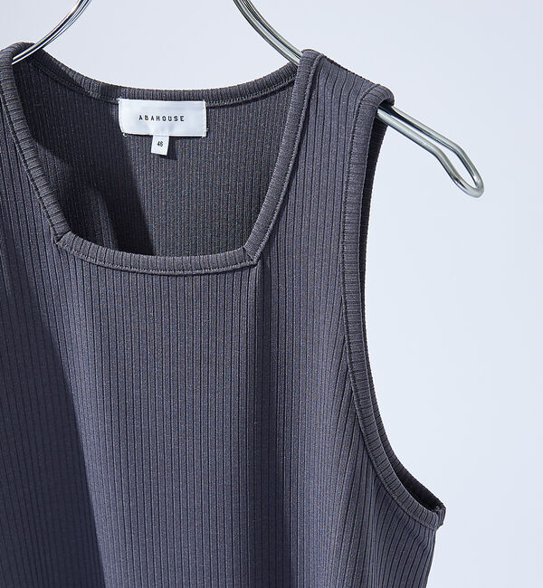 ABAHOUSE「【スクエアネック】ストレッチ テレコ タンクトップ」|キャミソール|