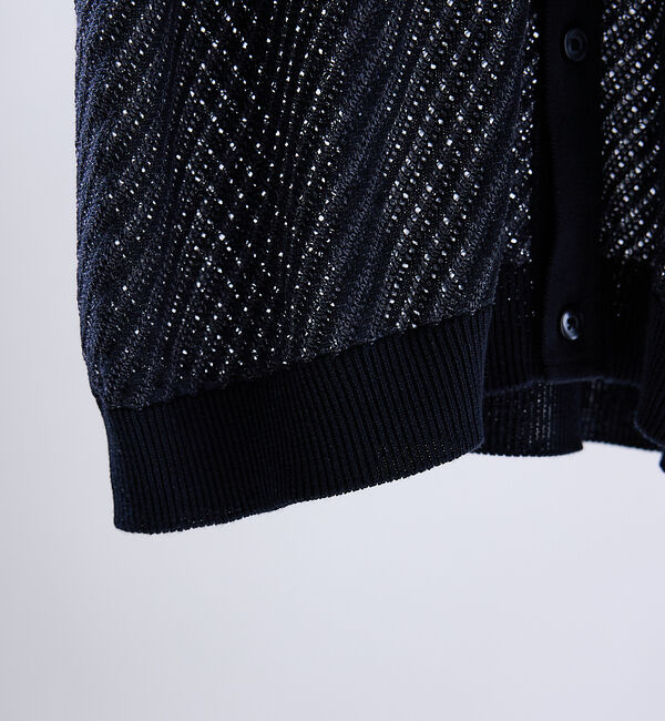 ABAHOUSE「【透かし編み】バイアス メッシュニットポロ  / ニットシャツ【予約】」|カーディガン|