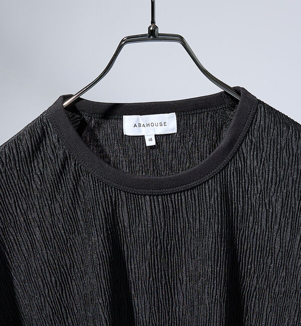 ABAHOUSE「エアプリーツ ストレッチ 半袖Tシャツ / オーバーサイズ」|Tシャツ・カットソー|