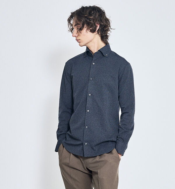 ABAHOUSE「【ON/OFF兼用】MESH JERSEY ボタンダウンシャツ / FLEX S」|シャツ・ブラウス|チャコールグレー