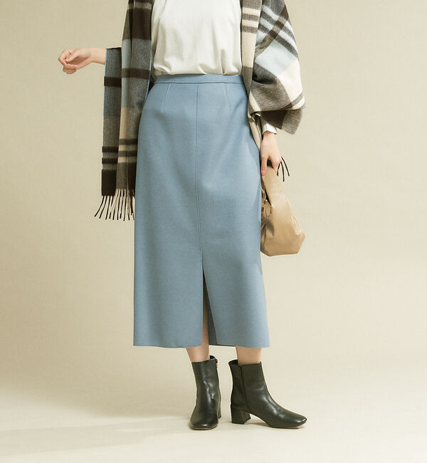 Rouge vif「フェイクメルトンジャージータイトスカート」|スカート|ブルー