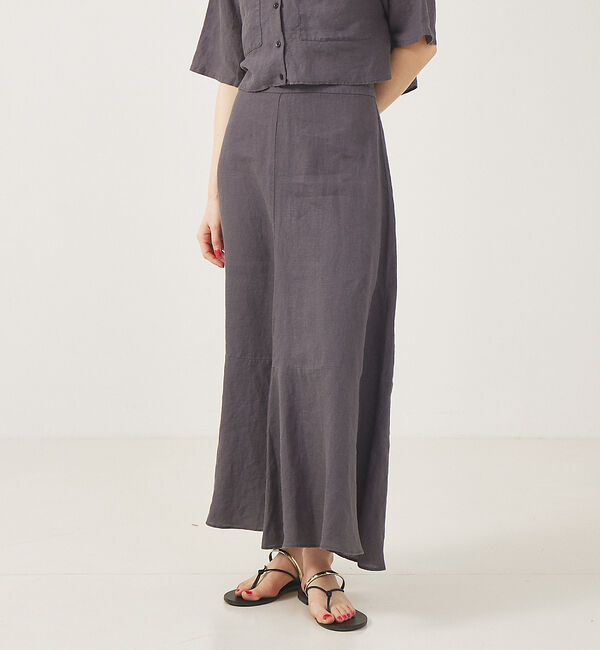 Rouge vif「【セットアップ対応】麻製品染マキシスカート」|スカート|チャコールグレー