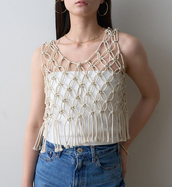 Rouge vif「【一部店舗限定】マクラメニットベスト」|ベスト・ジレ|ベージュ