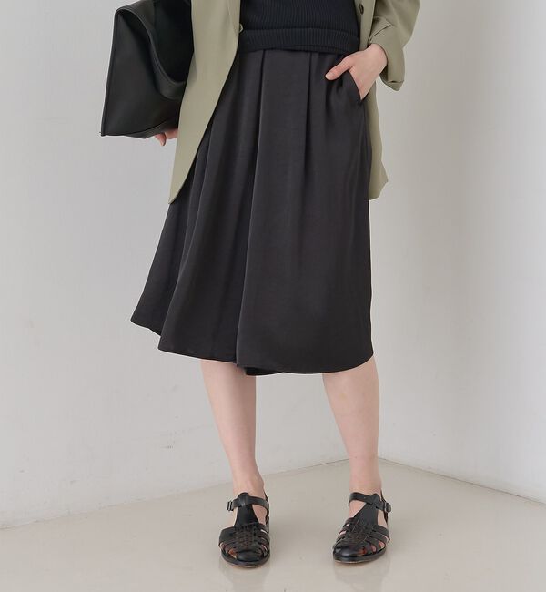 Rouge vif「シックサテンハーフパンツ/ワイドキュロット/ウエストゴム」|その他|