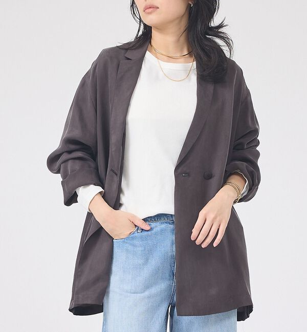 Rouge vif「【セットアップ対応】キュプラフィブリルダブルジャケット」|テーラードジャケット|グレー