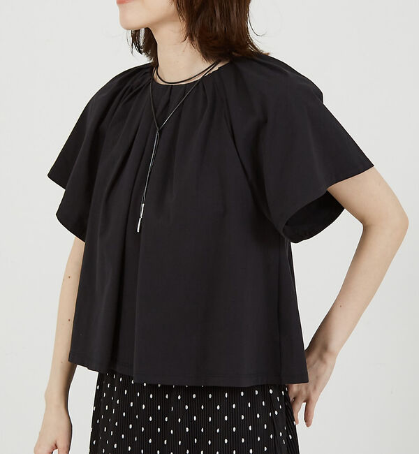 abahouse mavie「タックフレアーショートプルオーバー」|Tシャツ・カットソー|ブラック