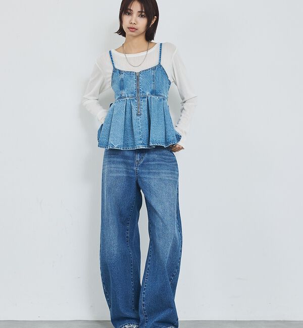 abahouse mavie「ウォッシュドデニムキャミ/レイヤード/バックリボン/春服/夏服」|キャミソール|