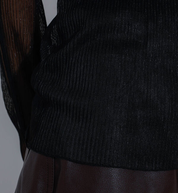 NOMINE「ラメ シアー プリーツ トップス （ロンＴ)」|Tシャツ・カットソー|