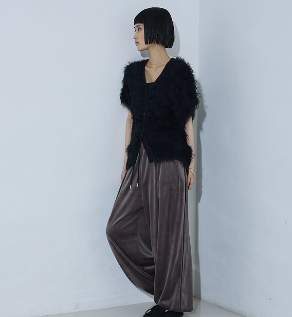 NOMINE「ロング フェザー ニットベスト カーディガン」|ベスト・ジレ|