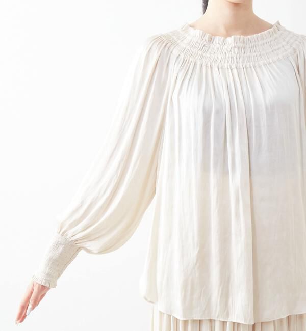 TIARA「ヴィンテージサテンギャザーブラウス」|シャツ・ブラウス|