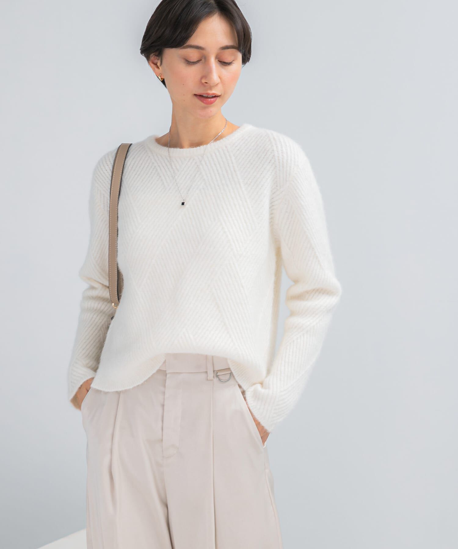 URBAN RESEARCH ROSSO「ダイヤ柄編ラメミックスニット」|ニット・セーター|