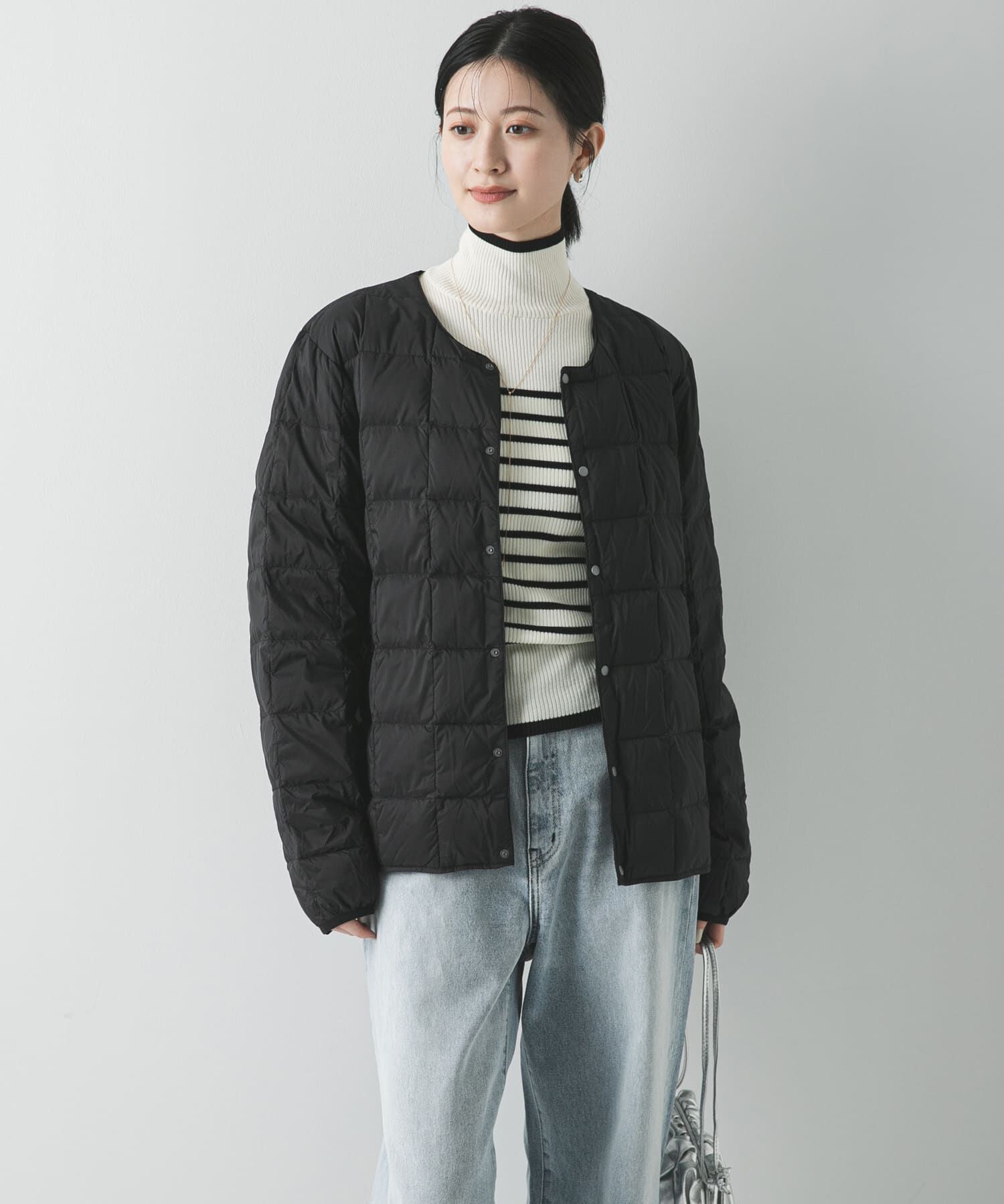 URBAN RESEARCH「『WEB限定』インナーダウン付スタンドカラーロングコート」|ノーカラーコート|