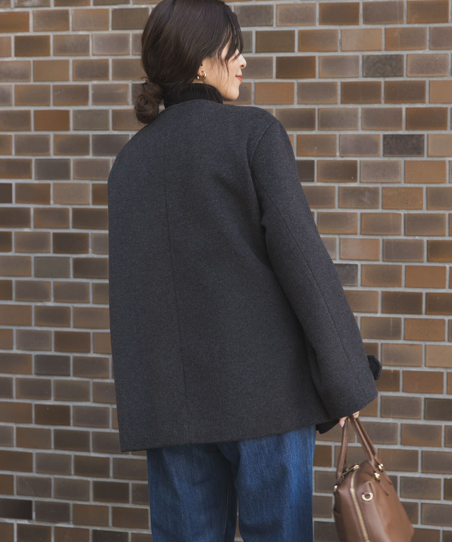 URBAN RESEARCH DOORS「ウールノーカラーコート」|ピーコート|