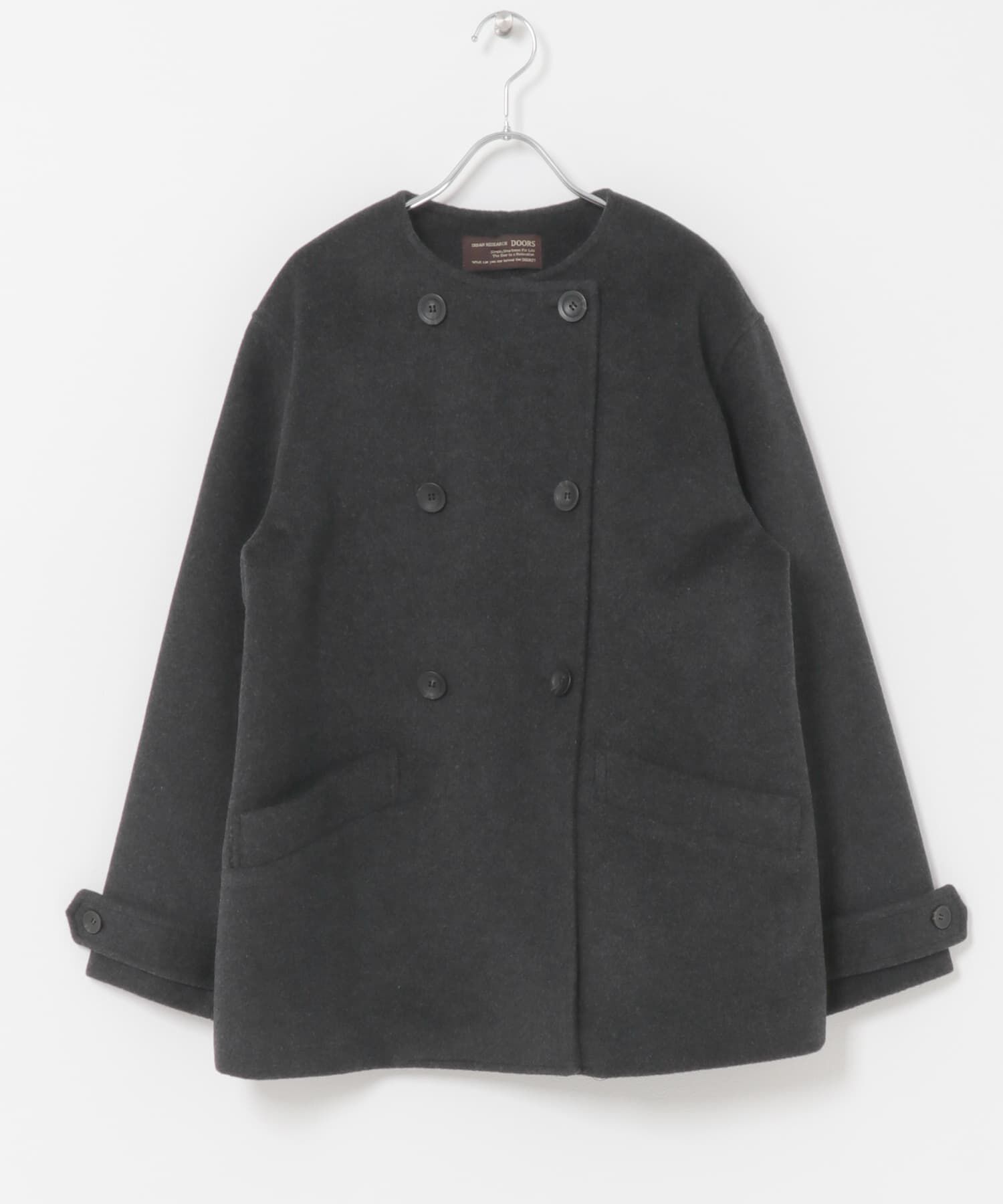 URBAN RESEARCH DOORS「ウールノーカラーコート」|ピーコート|
