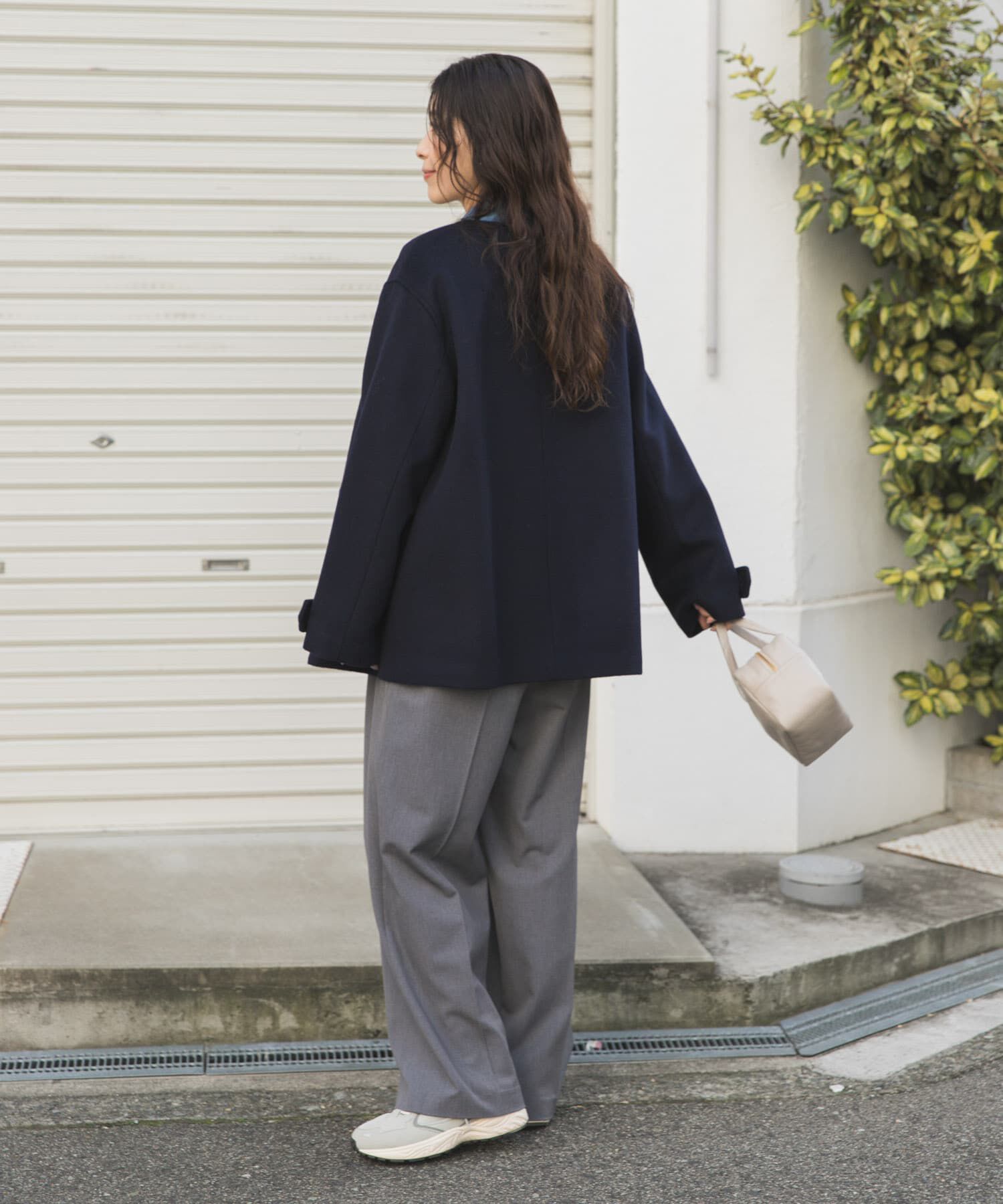 URBAN RESEARCH DOORS「ウールノーカラーコート」|ピーコート|