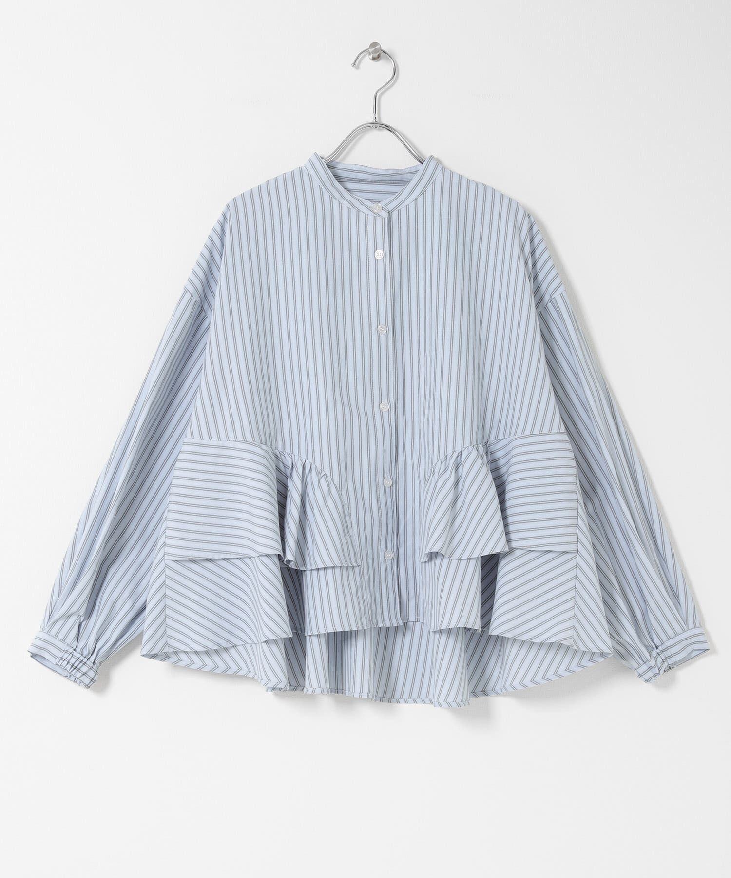 Sonny Label 「『WEB限定』バンドカラーフリルストライプシャツ」|シャツ・ブラウス|