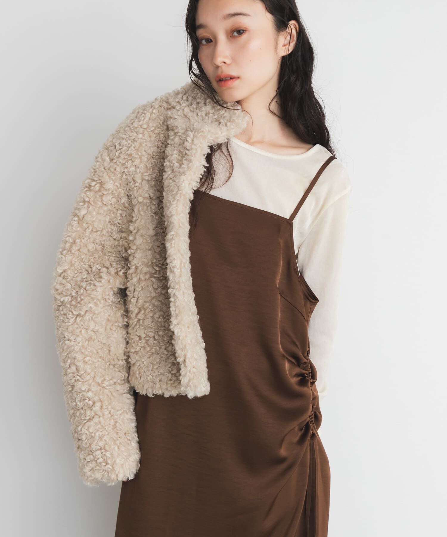  「ドロストサテンキャミワンピース」|ワンピース|