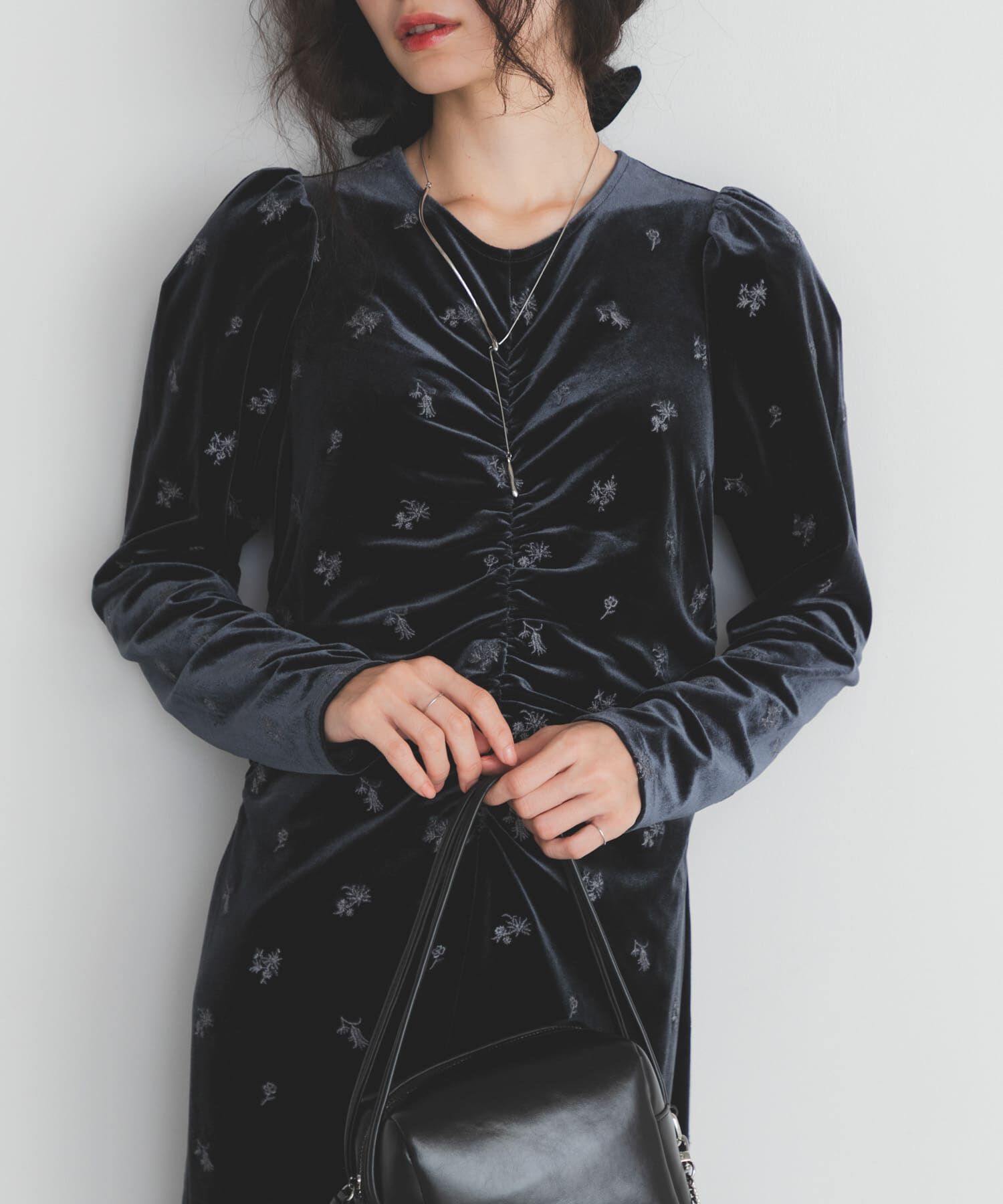  「ベロアシャーリングドレス」|ワンピース|