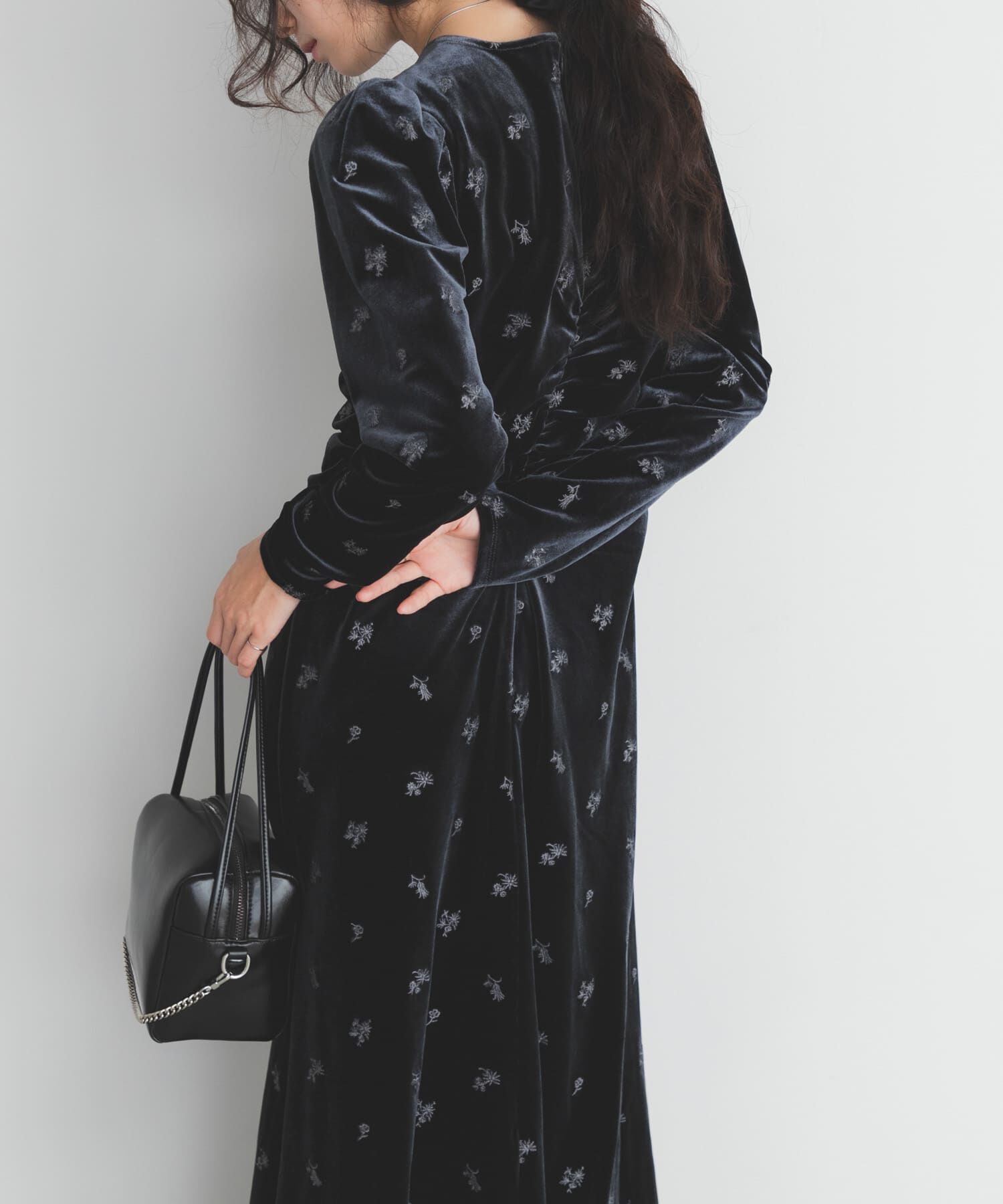  「ベロアシャーリングドレス」|ワンピース|