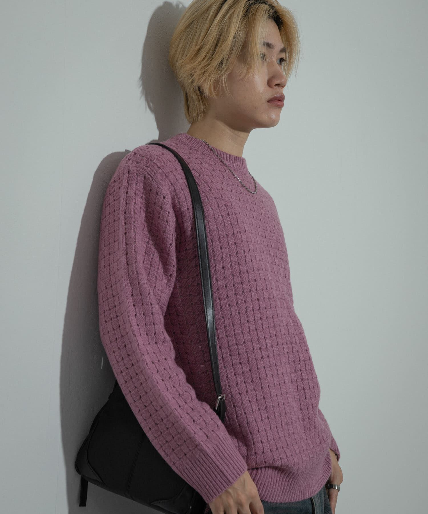 SENSE OF PLACE by URBAN RESEARCH「クロス編みシアークルーネックニット」|ニット・セーター|ピンク