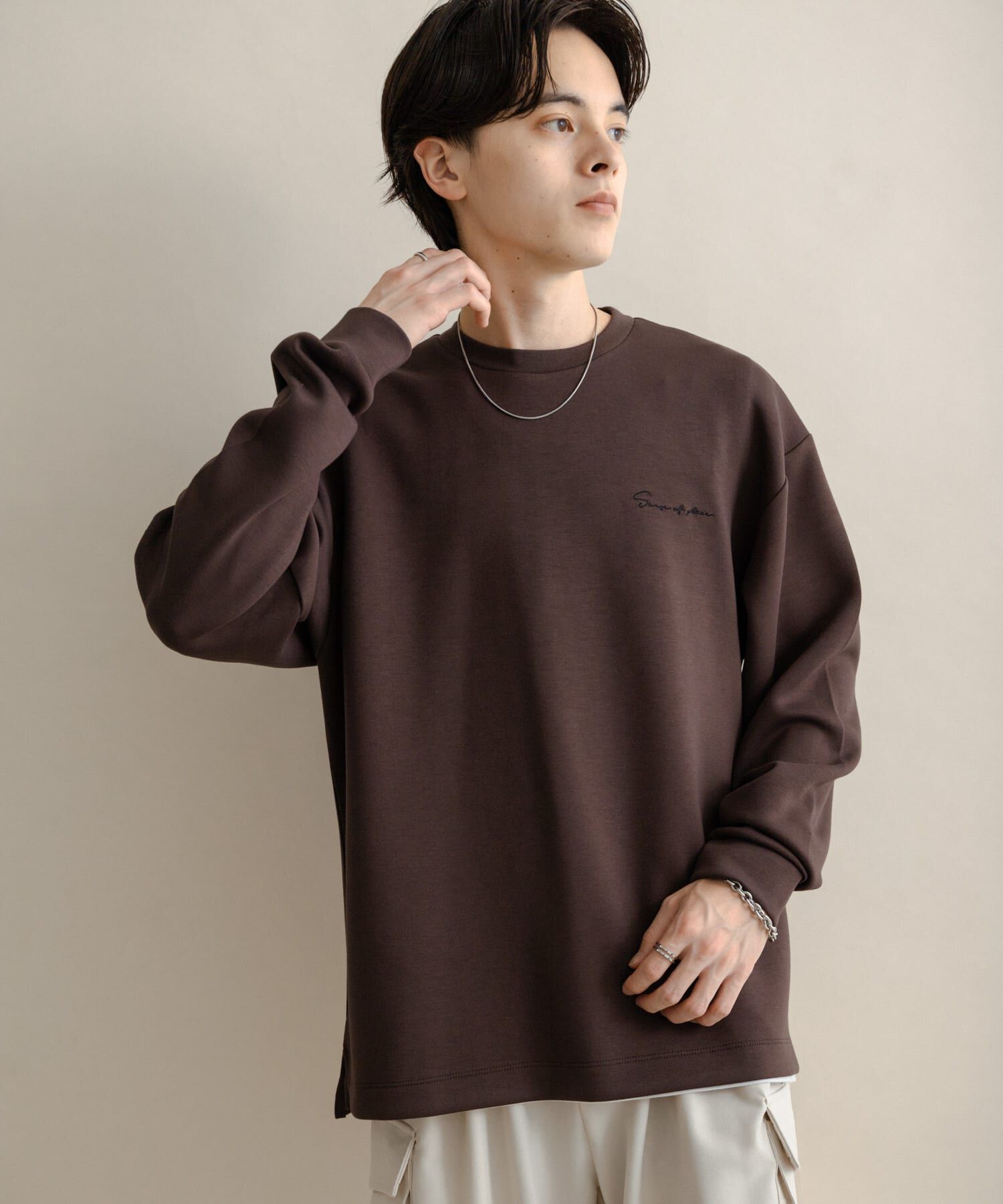 SENSE OF PLACE by URBAN RESEARCH「『一部WEB限定カラー』シシュウダンボールポンチロングTシャツ」|Tシャツ・カットソー|