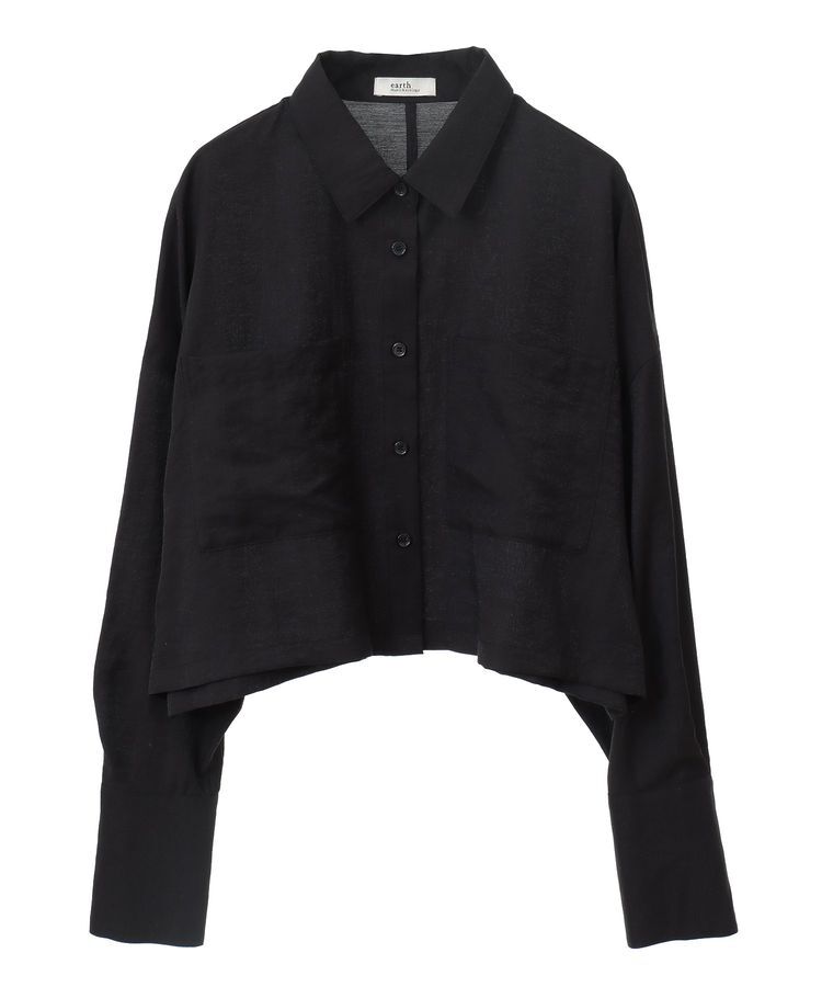 earth music&ecology「Wポケットショートシャツ」|シャツ・ブラウス|Black