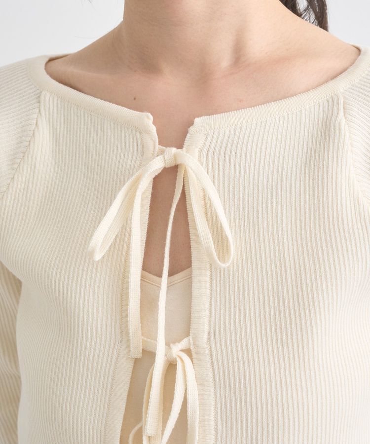 earth music&ecology「フロントリボンリブニットカーディガン」|カーディガン|