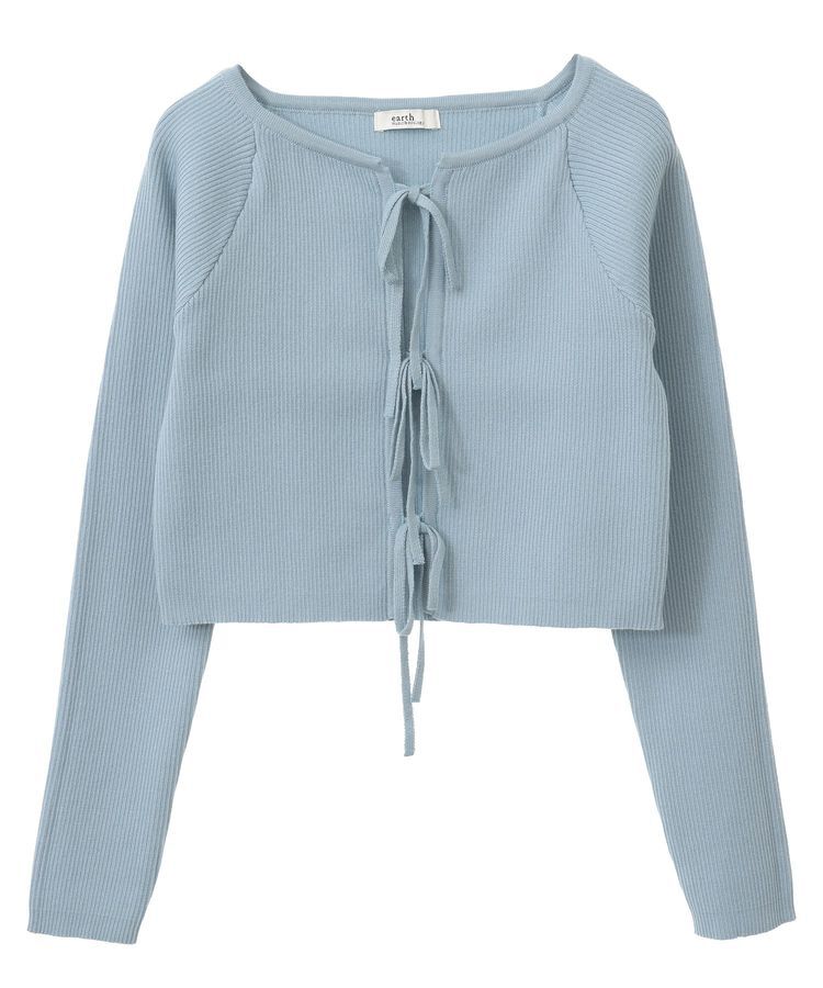 earth music&ecology「フロントリボンリブニットカーディガン」|カーディガン|