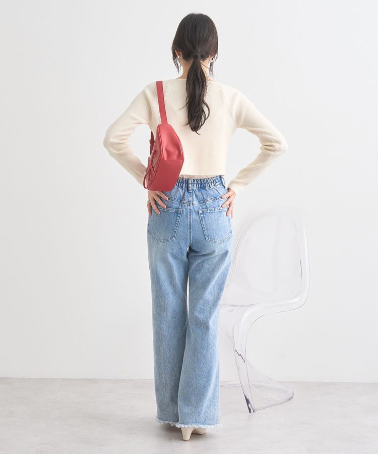 earth music&ecology「フロントリボンリブニットカーディガン」|カーディガン|